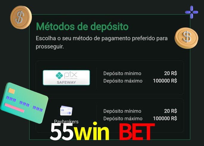 O cassino 55win bet oferece uma grande variedade de métodos de pagamento